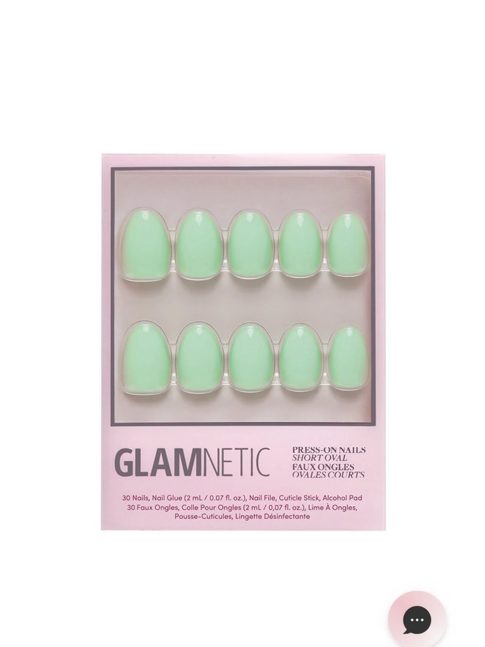 Glamnetic Mint Green Short Oval Press-On Nails - *NIB*